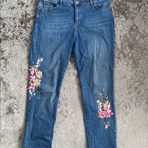 Blue Flowered Skinny Jeans